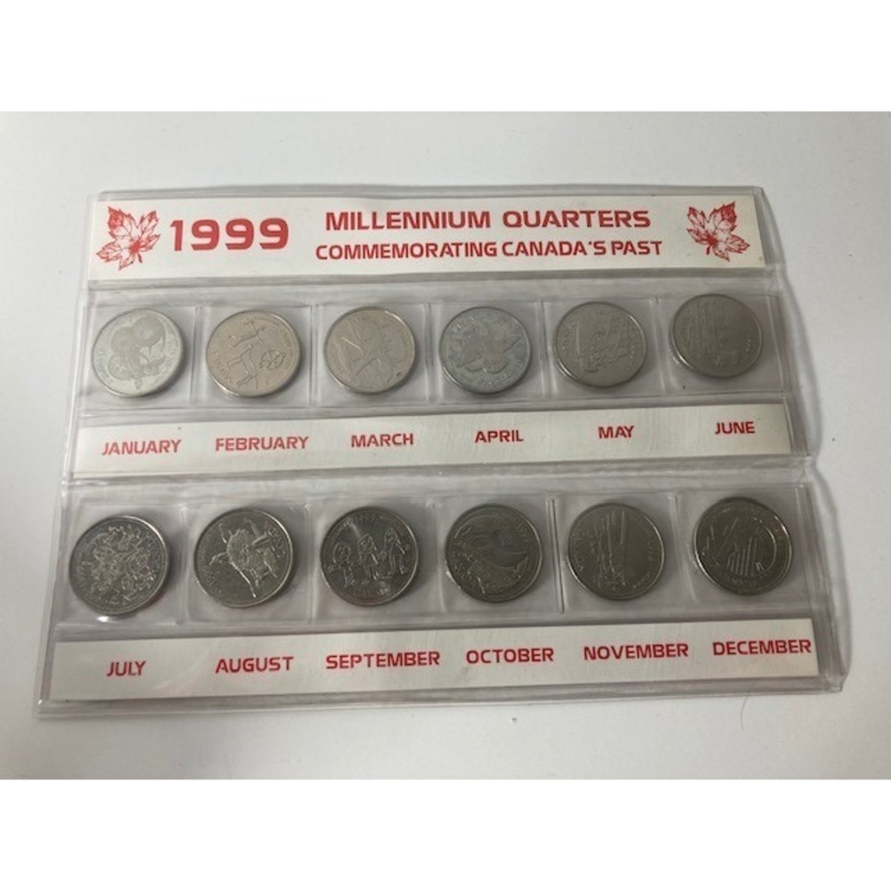 1999 Canada Millennium 12 coin set Quarter 25 cent 25c Canadian Uncirculated